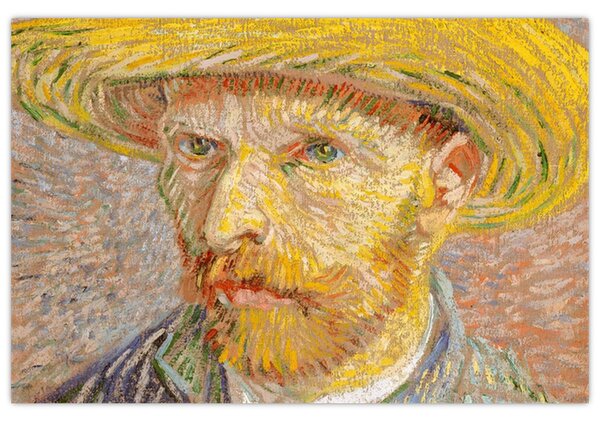 Tablou - Vincent van Gogh, Self-Portrait with a Straw Hat (The Potato Peeler), reproducere (90x60 cm)