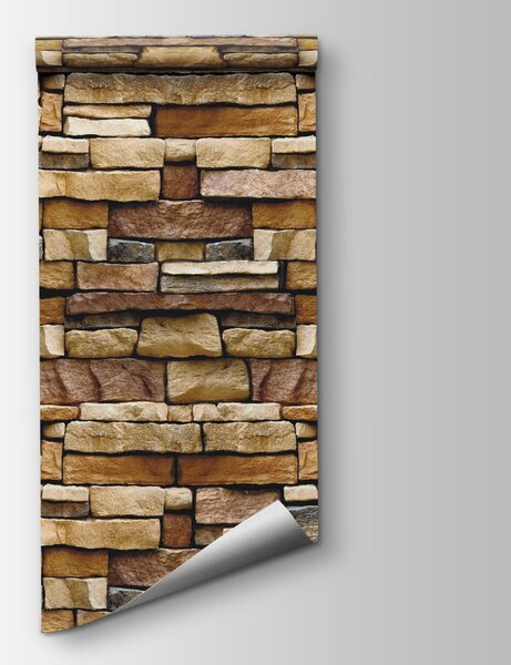 Fototapet Design de perete din piatră texturată în straturi, Fototapet 3D, Fototapet populare, u52545 - Tapeko.ro