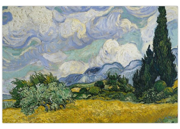 Tablou - Vincent van Gogh, Wheat Field with Cypresses, reproducere (90x60 cm)