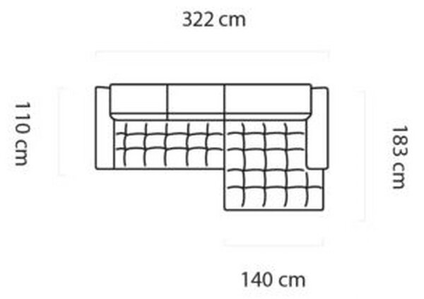 Coltar PALLADIO MINI, sezlong stanga, stofa catifelata gri - Monolith