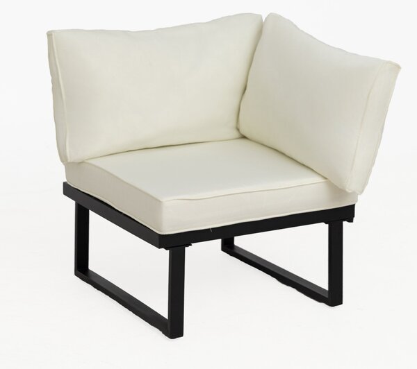 Furnigo Set de grădină metalic Malaga - negru/perne crem