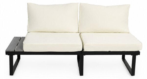 Furnigo Set de grădină metalic Malaga - negru/perne crem