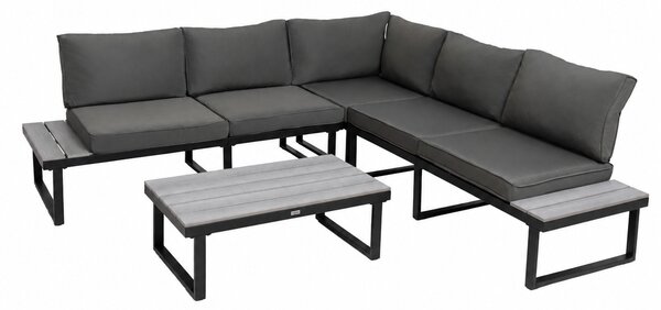 Furnigo Set de grădină metalic Malaga - negru/perne antracit
