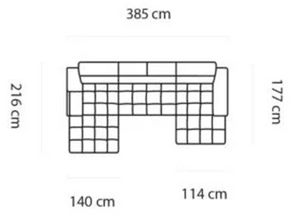 Coltar PLAZA XL, sezlong stanga, stofa catifelata negru - Riviera 100