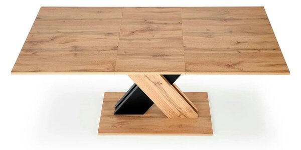 Masa extensibila XARELTO, stejar/negru, PAL furniruit, 130/175x85x76 c