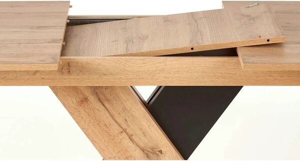 Masa extensibila XARELTO, stejar/negru, PAL furniruit, 130/175x85x76 c