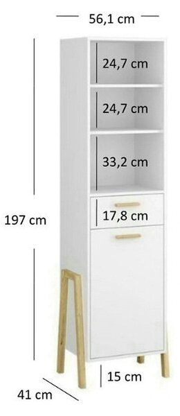 Dulap BELLE, alb/stejar auriu, PAL laminat, cu o usa si un sertar, 96x