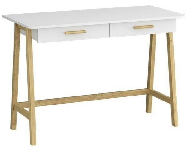 Birou BELLE, stejar/alb, PAL laminat, 120x55x80 cm