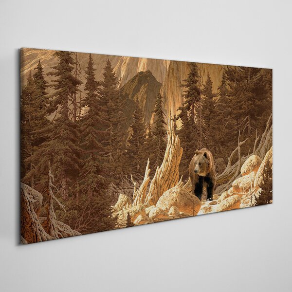 Tablou canvas pădure urs munți natura