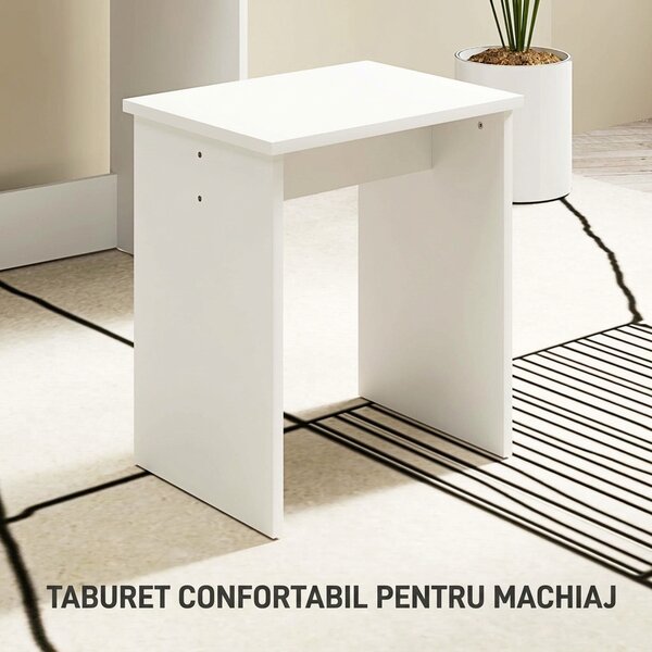 HOMCOM Masă de Toaletă/Machiaj cu 3 Rafturi, Sertare, Oglindă și Taburet, 75x40x137 cm, Alb | Aosom Romania