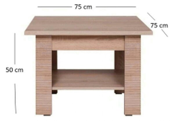 Masuta cafea GRESS, stejar sonoma, PAL laminat, 75x75x50 cm