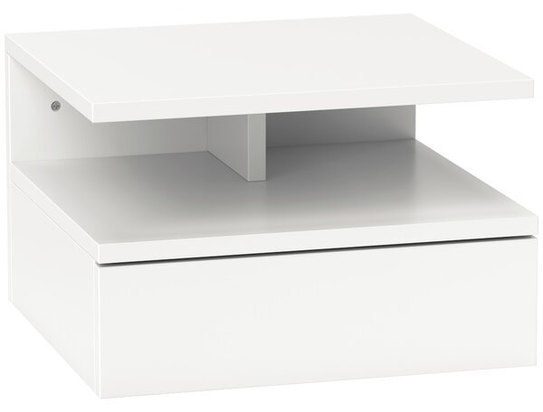 HOMCOM Noptieră Suspendată cu Sertar și Raft Superior din Lemn, 35x32x22,5 cm, Alb | Aosom Romania