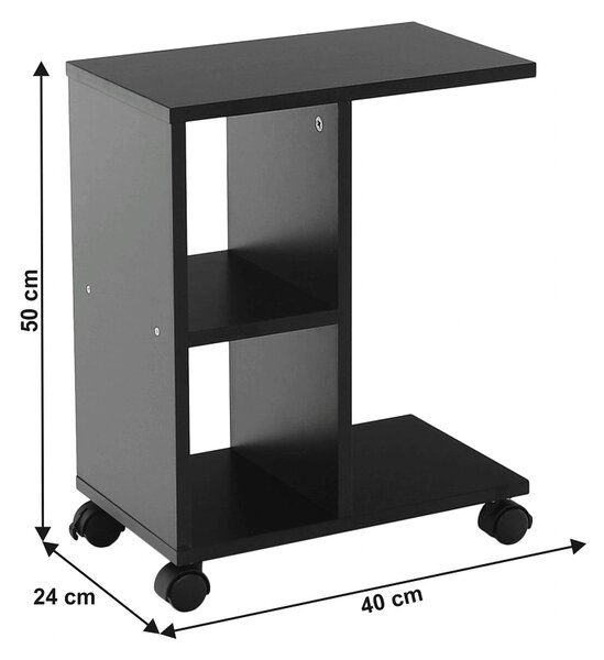Masuta ABBAS NEW, negru, DTD laminat, 40x24x50 cm