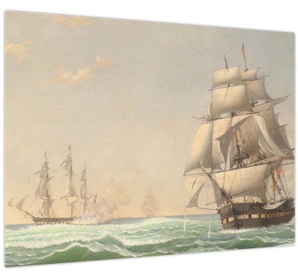 Tablou - Fitz Henry Lane, The United States Frigate President Engaging the British Squadron, reproducere (70x50 cm)