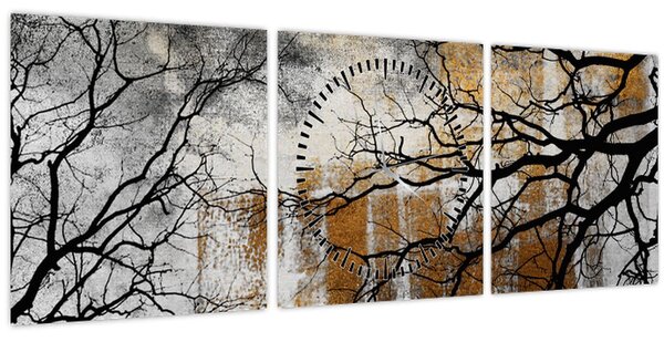 Tablou - Siluetă copac (cu ceas) (90x30 cm)