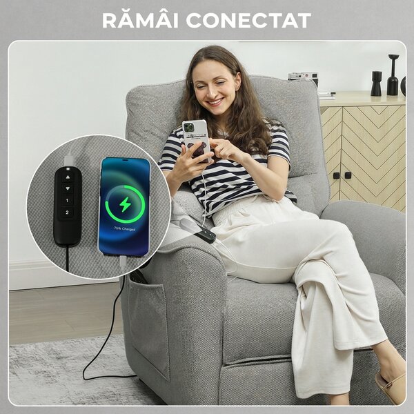 HOMCOM Fotoliu Relaxant Electric cu Masaj și Încălzire, Silențios, Reclinabil 150° în Cinilie cu Pernă, Funcție de Memorare, 2 Telecomenzi, Suport pentru Picioare, Pentru Living sau Birou, Gri Închis | Aosom Romania