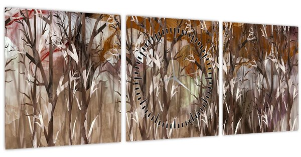Tablou - Copaci (cu ceas) (90x30 cm)