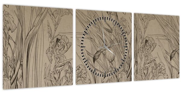 Tablou - Contururile plantelor (cu ceas) (90x30 cm)