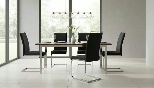 Scaun H441, negru, stofa catifelata/metal, 41x42x102 cm