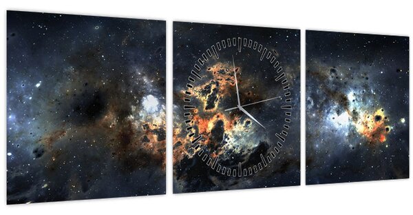 Tablou - Universul cu Nebula (cu ceas) (90x30 cm)