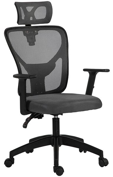 Vinsetto Scaun de Birou cu Inaltime Reglabila, 66x61x106-116cm, Gri Închis | Aosom Romania
