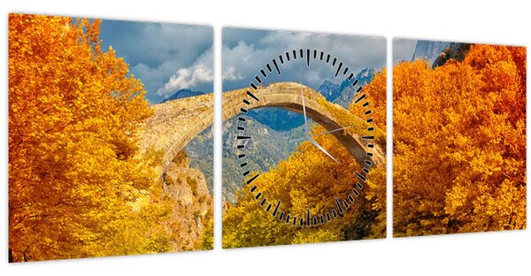 Tablou - Podul Konitsa (cu ceas) (90x30 cm)