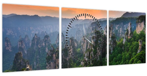Tablou - Parcul forestier național Zhangjiajie (cu ceas) (90x30 cm)