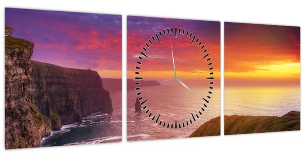 Tablou - Stâncile din Moher (cu ceas) (90x30 cm)