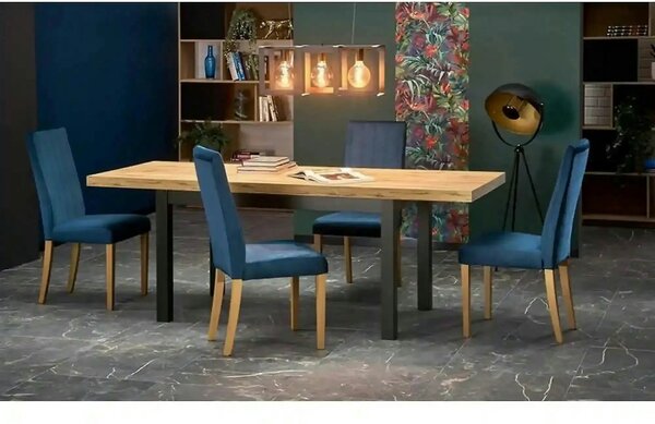 Masa extensibila TIAGO, stejar/negru, 140/220x80x76 cm