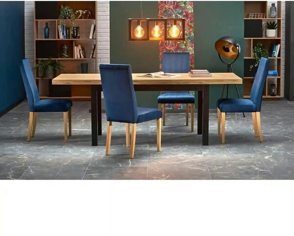 Masa extensibila TIAGO, stejar/negru, 140/220x80x76 cm