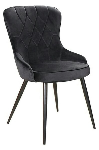 Scaun Lotus, negru, stofa catifelata/metal, 52x45x91 cm