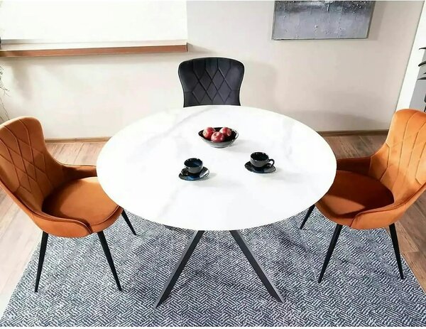 Scaun Lotus, negru, stofa catifelata/metal, 52x45x91 cm