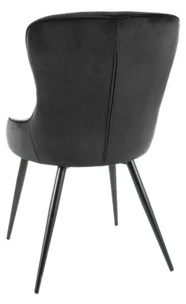 Scaun Lotus, negru, stofa catifelata/metal, 52x45x91 cm