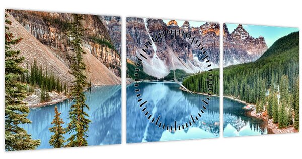 Tablou - Lacul Moraine (cu ceas) (90x30 cm)