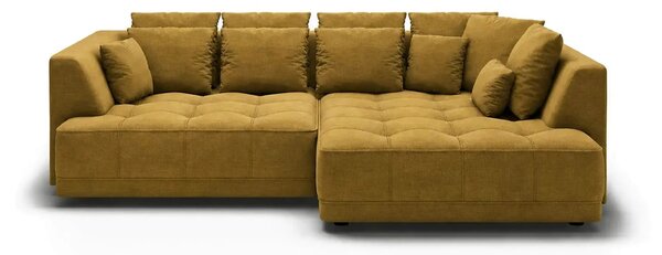 Coltar de living TIGA, sezlong dreapta, stofa clasica galben mustar -