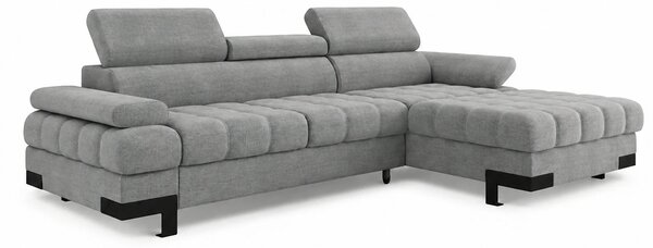 Coltar extensibil cu lada SELVA MINI, sezlong dreapta, stofa catifelat