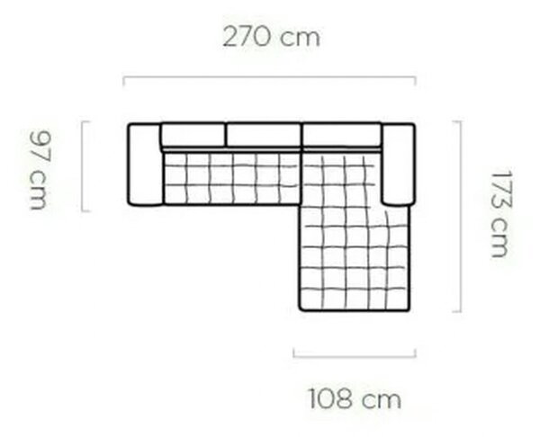 Coltar extensibil cu lada SELVA MINI, sezlong dreapta, stofa catifelat