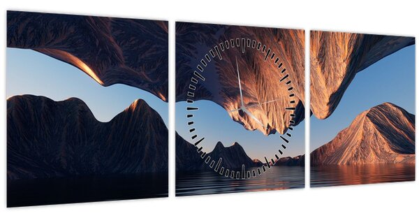 Tablou - Faleze 3D (cu ceas) (90x30 cm)
