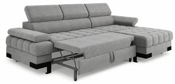Coltar extensibil cu lada SELVA MINI, sezlong dreapta, stofa catifelat