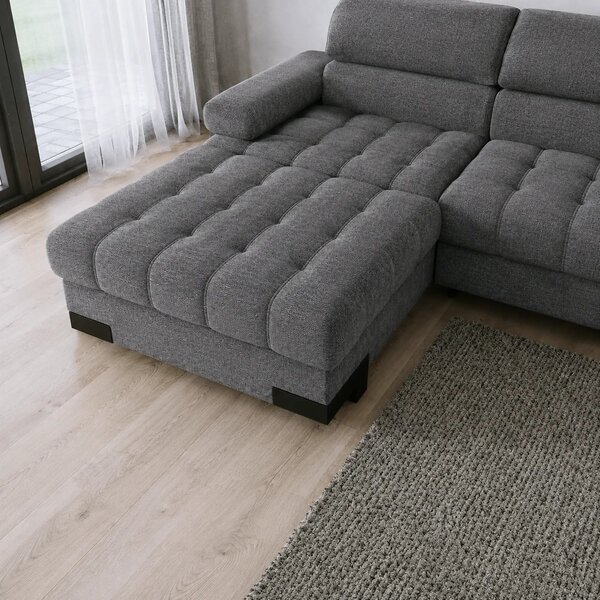 Coltar extensibil SELVA MINI, sezlong stanga, stofa clasica gri - Aust