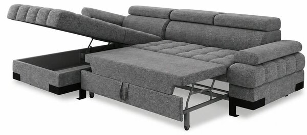 Coltar extensibil SELVA MINI, sezlong stanga, stofa clasica gri - Aust