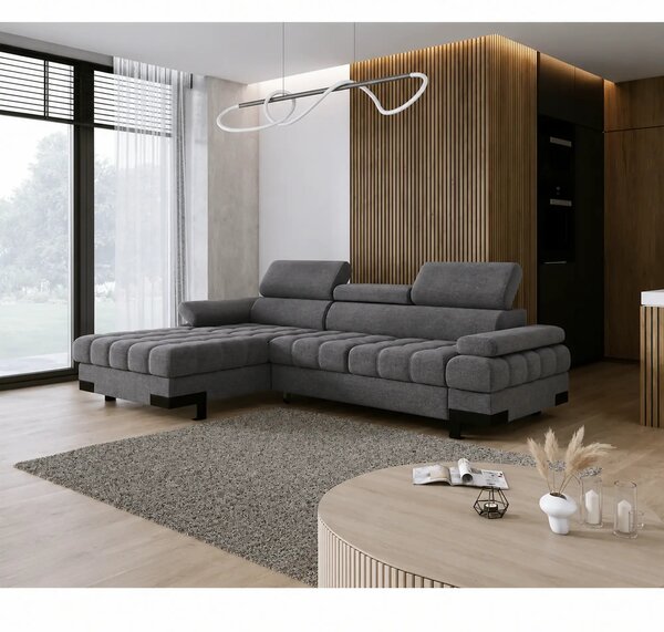 Coltar extensibil SELVA MINI, sezlong stanga, stofa clasica gri - Aust