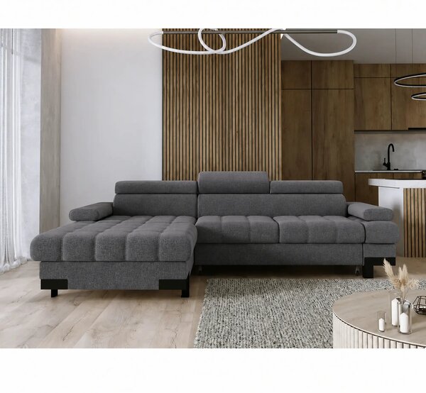 Coltar extensibil SELVA MINI, sezlong stanga, stofa clasica gri - Aust