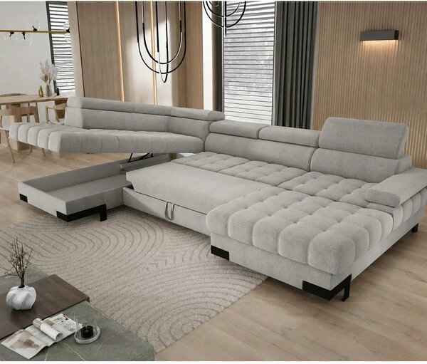 Coltar extensibil SELVA XL, sezlong stanga, stofa clasica gri - Austin