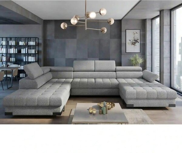Coltar extensibil SELVA XL, sezlong stanga, stofa clasica gri - Austin