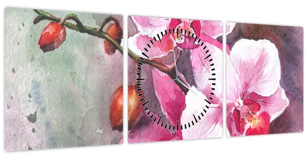 Tablou - Orhidee, acvariu (cu ceas) (90x30 cm)