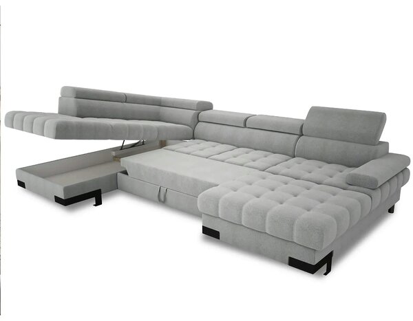 Coltar extensibil SELVA XL, sezlong stanga, stofa clasica gri - Austin