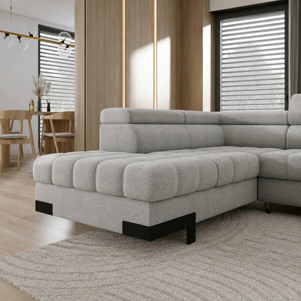 Coltar extensibil SELVA XL, sezlong stanga, stofa clasica gri - Austin