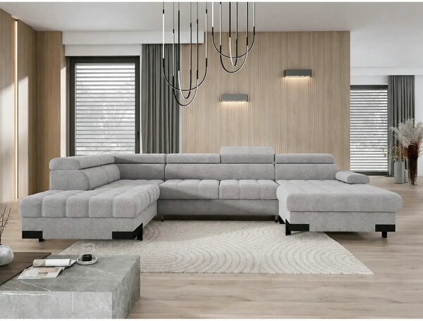 Coltar extensibil SELVA XL, sezlong stanga, stofa clasica gri - Austin