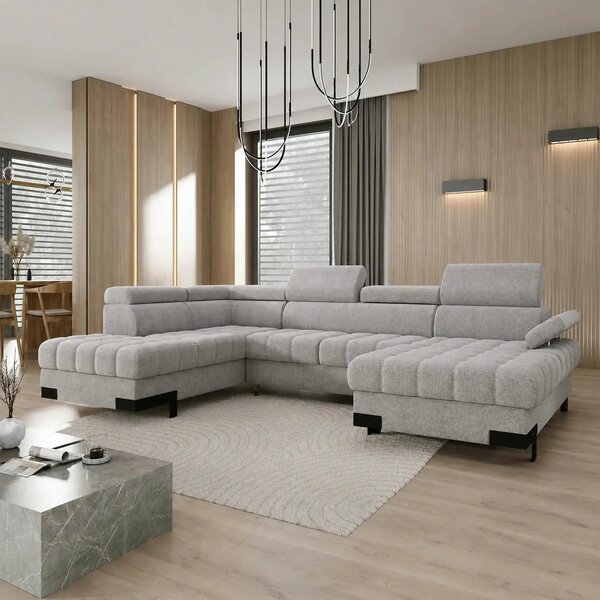 Coltar extensibil SELVA XL, sezlong stanga, stofa clasica gri - Austin